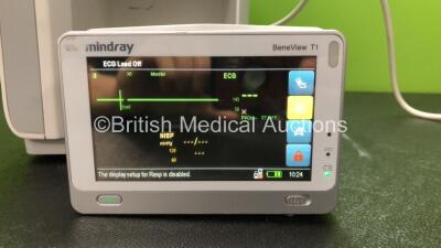 Mindray BeneView T8 Patient Monitor with 1 x Mindray BeneView T1 Patient Monitor Including ECG, SpO2, MP1, IBP, T1, T2 and NIBP Options, 1 x Mindray CO2 Module (Powers Up) *Mfd 04-2009* *SN FB28000958, CFD28228794, CF94103039* - 3