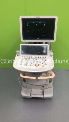 Philips iE33 Flat Screen Ultrasound Scanner on F.1 Cart *S/N 02XKLX* ** Mfd 08/2004** Software Version 6.3.6.343 with 1 x Transducer / Probe (S5-1) and Sony UP-D897 Digital Graphic Printer (Powers Up) **IR075**