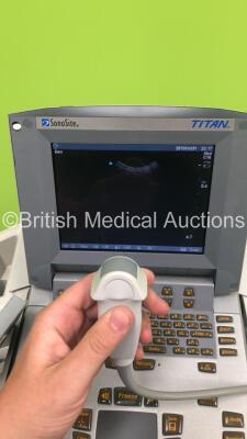 SonoSite Titan Portable Ultrasound Scanner Ref P04541-02 *S/N 0347N5* **Mfd 05/2005** Boot Version 21.80.202.016 ARM 21.80.203.014 Version with 2 x Transducer / Probes (L38/10-5 MHz Ref P04101-51 *Mfd 05/2005* and C15/4-2 MHz Ref P04102-02 *Mfd 03/2005*) - 5