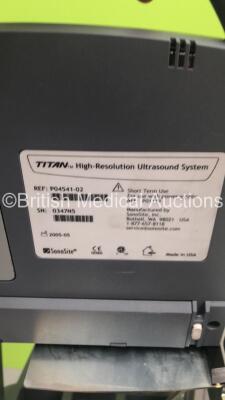 SonoSite Titan Portable Ultrasound Scanner Ref P04541-02 *S/N 0347N5* **Mfd 05/2005** Boot Version 21.80.202.016 ARM 21.80.203.014 Version with 2 x Transducer / Probes (L38/10-5 MHz Ref P04101-51 *Mfd 05/2005* and C15/4-2 MHz Ref P04102-02 *Mfd 03/2005*) - 14
