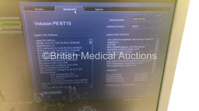 GE Voluson P8 Flat Screen Ultrasound Ref 5589191 *S/N 320475SU7* **Mfd 03/2016** Software Version with Sony UP-D898MD (Powers Up - Rear Push Handle Loose) ***IR054*** - 6