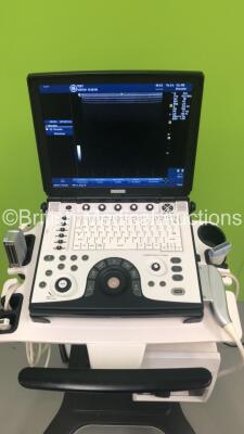 GE Logiq e Portable Ultrasound Scanner Ref 5419804 BT 12 *S/N 234921WX5* **Mfd 04/2012** Software Version R7.0.3 with 2 x Transducers / Probes (L8-18i-RS Ref 5393197 *Mfd 12/2011* and 12L-RS Ref 5141337 *Mfd 04/2012* on GE Cart (Powers Up) ***IR044*** - 2