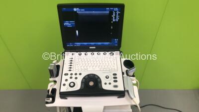 GE Logiq e Portable Ultrasound Scanner Ref 5419804 BT 12 *S/N 234921WX5* **Mfd 04/2012** Software Version R7.0.3 with 2 x Transducers / Probes (L8-18i-RS Ref 5393197 *Mfd 12/2011* and 12L-RS Ref 5141337 *Mfd 04/2012* on GE Cart (Powers Up) ***IR044*** - 3