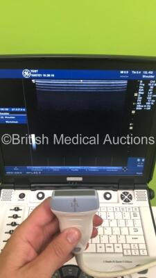 GE Logiq e Portable Ultrasound Scanner Ref 5419804 BT 12 *S/N 234921WX5* **Mfd 04/2012** Software Version R7.0.3 with 2 x Transducers / Probes (L8-18i-RS Ref 5393197 *Mfd 12/2011* and 12L-RS Ref 5141337 *Mfd 04/2012* on GE Cart (Powers Up) ***IR044*** - 5
