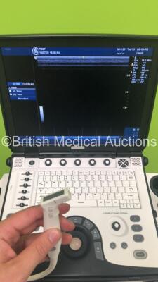 GE Logiq e Portable Ultrasound Scanner Ref 5419804 BT 12 *S/N 234921WX5* **Mfd 04/2012** Software Version R7.0.3 with 2 x Transducers / Probes (L8-18i-RS Ref 5393197 *Mfd 12/2011* and 12L-RS Ref 5141337 *Mfd 04/2012* on GE Cart (Powers Up) ***IR044*** - 9