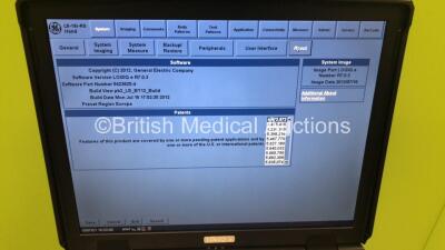 GE Logiq e Portable Ultrasound Scanner Ref 5419804 BT 12 *S/N 234921WX5* **Mfd 04/2012** Software Version R7.0.3 with 2 x Transducers / Probes (L8-18i-RS Ref 5393197 *Mfd 12/2011* and 12L-RS Ref 5141337 *Mfd 04/2012* on GE Cart (Powers Up) ***IR044*** - 11