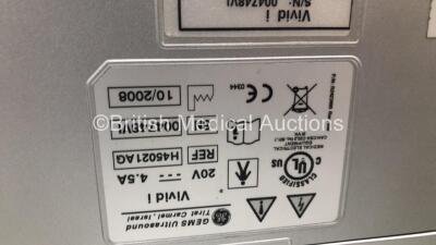 GE Vivid i Portable Ultrasound Scanner Ref H45021AG *S/N 004748VI* **Mfd 10/2008** with 1 x Transducers / Probes (3S-RS Ref 2355686 *Mfd 11/2008**) on Vivid i Safe Lock Cart (Powers Up - Requires Software Key) - 9