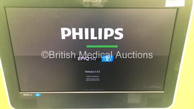 Philips Epiq 5G Flat Screen Ultrasound Scanner Ref 989605408541 *S/N US314C0321* **Mfd 2014** SVC HW A.0 Software Release 1.4.1 and Sony UP-D897 Digital Graphic Printer (Powers Up - Missing Dials and Foot Brake Cover - See Pictures) - 9