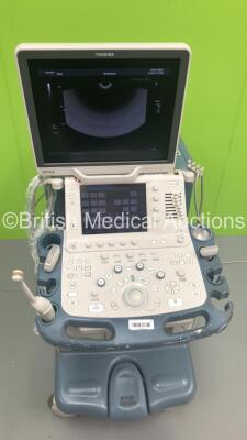 Toshiba Aplio XG SSA-790A Flat Screen Ultrasound Scanner *S/N 99K1126215* **Mfd 02/2011** with 3 x Transducers / Probes (PLT-1204AT *Mfd 05/2016* / PVT-375BT *Mfd 06/2020* and PVT-661VT *Mfd 02/2011*) (Powers Up) **IR074** - 4