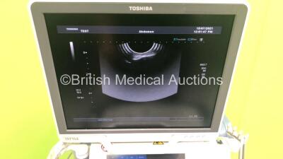 Toshiba Aplio XG SSA-790A Flat Screen Ultrasound Scanner *S/N 99K1126215* **Mfd 02/2011** with 3 x Transducers / Probes (PLT-1204AT *Mfd 05/2016* / PVT-375BT *Mfd 06/2020* and PVT-661VT *Mfd 02/2011*) (Powers Up) **IR074** - 8