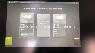 SonoSite X-Porte Portable Ultrasound Scanner Ref P14627-16 *S/N Q101WR* **Mfd 12/2013*** with X-Porte Control Panel Ref P14027-12 *S/N 511300820* **Mfd 12/2013** Software Version 70.80.103.039 with 2 x Transducers / Probes (HFL38xp/13-6 MHz Ref P16038-20 - 7