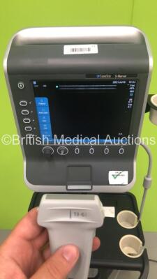 SonoSite S-Nerve Portable Ultrasound Scanner Ref P09417-93 *S/N WK3LZR* **Mfd 02/2016* Boot Version 52.80.111.013 ARM Version 52.80.111.015 with 1 x Transducer / Probe (HFL38x/13-6 MHz Ref P07682-70 *Mfd 2019*) on Sonosite Stand (Powers Up, Missing Dial - - 6