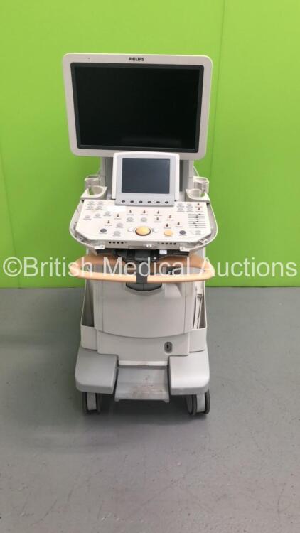 Philips iU22 Flat Screen Ultrasound Scanner *S/N 02XLM3* **Mfd 03/2008** on E.2 Cart with Sony UP-D897 Digital Graphic Printer (HDD REMOVED - Marks on All Trims - Trims Missing - See Pictures)