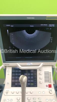 Toshiba Aplio XG SSA-790A Flat Screen Ultrasound Scanner *S/N 99D0813174* **Mfd 01/2008** with 3 x Transducers / Probes (PVT-661VT *Mfd 12/2007* / PLT-1204BX *Mfd 02/2014* and PVT-375BT *Mfd 04/2019*) and Sony UP-D897 Digital Graphic Printer (Powers Up - - 5