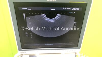 Toshiba Aplio XG SSA-790A Flat Screen Ultrasound Scanner *S/N 99D0813174* **Mfd 01/2008** with 3 x Transducers / Probes (PVT-661VT *Mfd 12/2007* / PLT-1204BX *Mfd 02/2014* and PVT-375BT *Mfd 04/2019*) and Sony UP-D897 Digital Graphic Printer (Powers Up - - 6