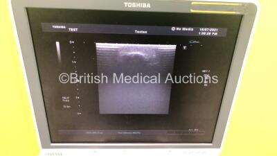 Toshiba Aplio XG SSA-790A Flat Screen Ultrasound Scanner *S/N 99D0813174* **Mfd 01/2008** with 3 x Transducers / Probes (PVT-661VT *Mfd 12/2007* / PLT-1204BX *Mfd 02/2014* and PVT-375BT *Mfd 04/2019*) and Sony UP-D897 Digital Graphic Printer (Powers Up - - 9