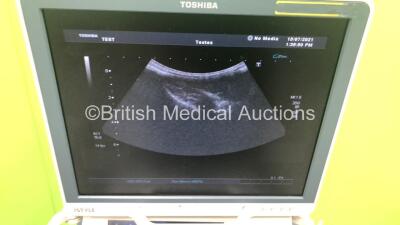 Toshiba Aplio XG SSA-790A Flat Screen Ultrasound Scanner *S/N 99D0813174* **Mfd 01/2008** with 3 x Transducers / Probes (PVT-661VT *Mfd 12/2007* / PLT-1204BX *Mfd 02/2014* and PVT-375BT *Mfd 04/2019*) and Sony UP-D897 Digital Graphic Printer (Powers Up - - 12