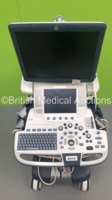 GE Logiq E9 Flat Screen Ultrasound Scanner Ref 5205000-7 *S/N 116650US3* **Mfd 03/2013** with 4 x Transducers / Probes ( ML6-15-D Ref 5199103 *Mfd 02/2013* / 9L-D Ref 5194432 *Mfd 02/2013* / C1-6 Ref 5418916 *Mfd 02/2013* and IC5-9-D Ref 5194434 *Mfd 02/2 - 2