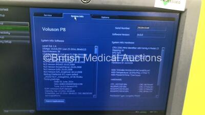 GE Voluson P8 Flatscreen Ultrasound Scanner *Mfd - 2014* Software Version - 14.0.0 with 2 x Transducers / Probes (1 x E8C-RS *Mfd - 11/2019* and 1 x 4C-RS *Mfd - 06/2014*) and Sony UP-D897 Digital Graphic Printer (Powers Up) *261041SU8* **IR085** - 7