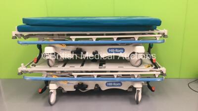 2 x Hill-Rom Transtar Hydraulic Patient Trolleys with Mattresses (Hydraulics Tested Working)