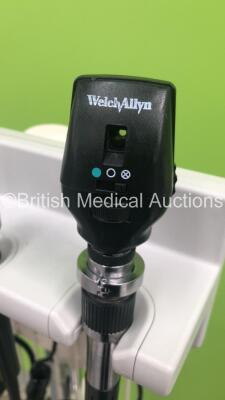 2 x Welch Allyn Otoscope / Ophthalmoscope Sets on Stands with 4 x Handpieces and 3 x Heads (Both Power Up) - 5