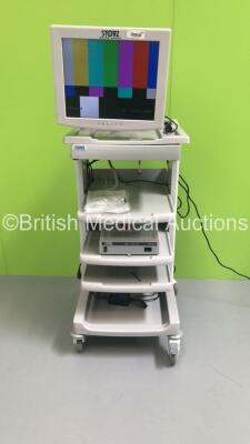 Karl Storz Stack Trolley with Storz Monitor, Storz 222000 20 SCB Image 1 Hub Camera Control Unit (Powers Up)