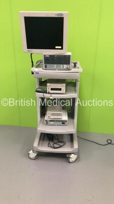Storz Stack Trolley with Radiance Monitor, Storz 264305 20 SCB Electronic Endoflator, Sony DVO-1000MD DVD Recorder, Sony Camera Control Unit and Storz 222000 20 SCB Image 1 Camera Control unit (Powers Up) *S/N 06-61613*