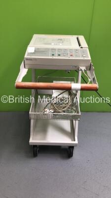 Hewlett Packard PageWriter 100 ECG Machine on Stand with 10 Lead ECG Leads (Powers Up) *S/N CNC4223630*