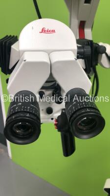 Leica M500-N Triple Operated Surgical Microscope with 3 x Binoculars, 6 x 10x21 Eyepieces and JVC 3-CCD Camera on Leica Stand (Powers Up with Good Bulb) *S/N 023000* - 3