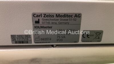 Zeiss IOL Master 500 Ref 1692-983 on Motorized Table with Test Eye (Powers Up) *S/N 117519* **Mfd 2014*** - 9