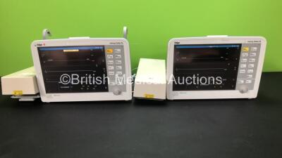 2 x Drager Infinity Delta XL Patient Monitors with SpO2, HemoMed 1, Aux/Hemo 2, Aux/Hemo 3, NBP and MultiMed Options and 2 x AC Power Supplies *Mfd 2010* (Both Power Up)