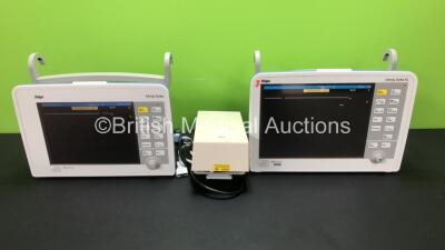 2 x Drager Infinity Delta XL Patient Monitors with SpO2, HemoMed 1, 1 x Aux/Hemo 2, 2 x Aux/Hemo 3, NBP and MultiMed Options and 1 x AC Power Supply *Mfd 2013* (Both Power Up)