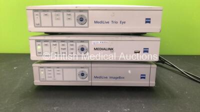 2 x Zeiss MediLive Trio Eye Units with 1 x Zeiss Medialink 100 Control Unit (All Power Up HDD Removed) *Y13756 / Y11047 / Y13757 / 6907101212 / 424931 / 6911101059*