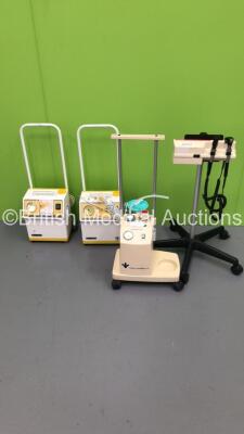 Mixed Lot Including 2 x SAM 12 Suction Units with 1 x Suction Cup,1 x Therapy Equipment Ltd Suction Unit and 1 x Welch Allyn Otoscope/Ophthalmoscope with 2 x Handpieces and 2 x Heads (All Power Up) * SN 0706-1696 / 1005-2343 / 070792 *