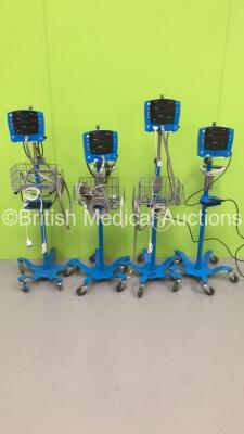 4 x GE Carescape V100 Patient Monitors with 3 x BP Hoses and 3 x SpO2 Finger Sensors and 1 x BP Cuff (All Power Up) * SN SDT08330079SP / SDT10400140SA / SDT10450344SA *