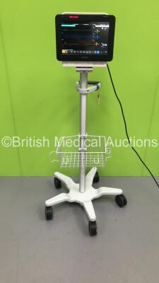 Philips IntelliVue MX450 Patient Monitor on Stand with 1 x Philips M3001A Module Ref 862442 with Press/Temp,NBP,SpO2 and ECG/Resp Options (Powers Up) * SN DE35140442 * * Mfd 2015 *