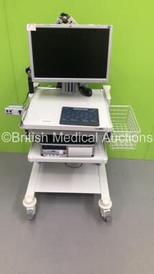 Micromed System on Trolley with Monitor,CPU and Matrix Acquisition System,Headphones and Energy Integrated Stimulator (Hard Drive Removed)