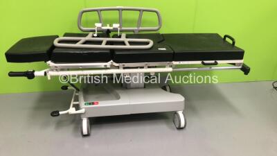 Huntleigh Nesbit Evans Hydraulic Patient Trolley with Cushions (Hydraulics Tested Working) * Asset No N/A *