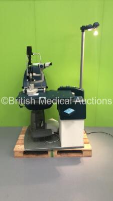 Ophthalmic Table and Chair Unit with Slit Lamp with Eyepieces (Powers Up) *S/N FS0089315*