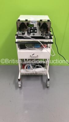 FMS Group fms duo+ Fluid Management System with Integrated Shaver on Table with 2 x Footswitches (Powers Up) *S/N FS0216899*