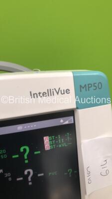 Philips IntelliVue MP50 Patient Monitor on Stand with Philips M3001A Module with NBP, SPO2 and ECG/Resp Options (Powers Up) *S/N 012861 / 012862 / DE34702703* - 5