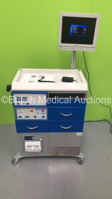 Atmos Trolley with Sony Monitor, Atmos CAM 31 Camera Control Unit, Atmos ICC 50 Electrosurgical Unit and Atmos SE 6501 Smoke Evacuation Unit (All Powers Up) *S/N 3302364*