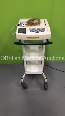 Mortara ELI 250 ECG Machine on Stand with 10 Lead ECG Leads (Powers Up) *S/N 100112619163*