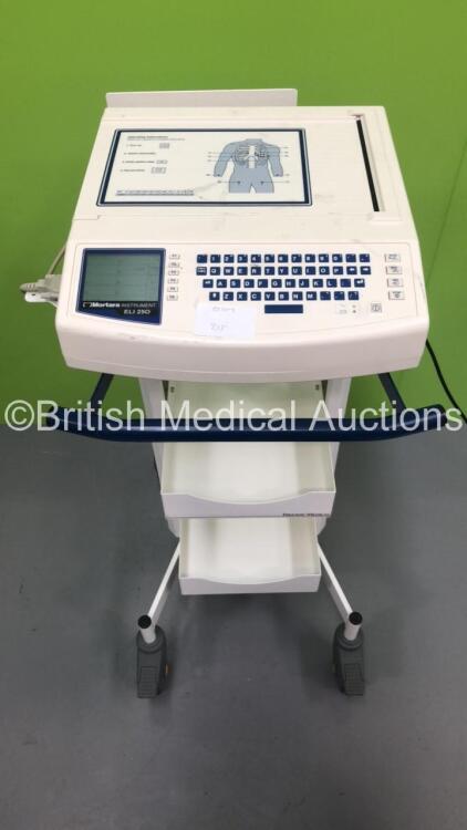 Mortara ELI 250 ECG Machine on Stand with 10 Lead ECG Leads (Powers Up) *S/N 107441040163*