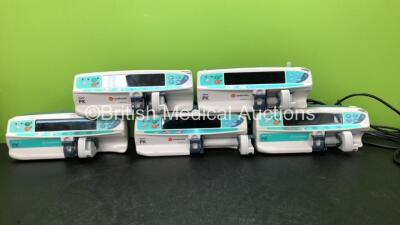 Job Lot of Syringe Pumps Including 3 x Carefusion Alaris PK Syringe Pumps and 2 x Carefusion Alaris Plus Pk Syringe Pumps (All Power Up)