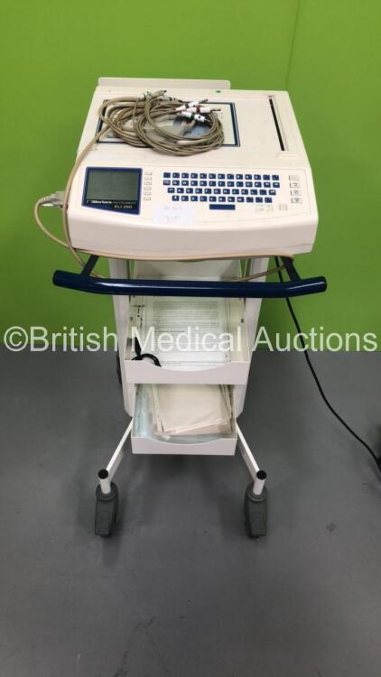 Mortara ELI 250 ECG Machine on Stand with 10 Lead ECG Leads (Powers Up) *S/N 109520032777*