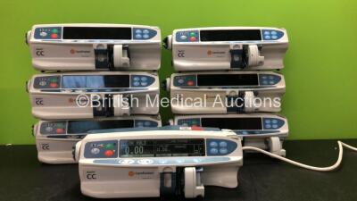 7 x Carefusion Alaris CC Syringe Pumps (All Power Up, 3 with Failures-See Photo)