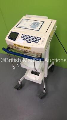 Mortara ELI 250 ECG Machine on Stand with 10 Lead ECG Leads (Draws Power - Blank Screen) *S/N 10739323163* - 2