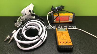 Mixed Lot Including 1 x GE Datex Ohmeda TruSat Oximeter with 1 x AC Power Supply (Powers Up) 1 x ISO-Tech IDM91E Testing Unit (Powers Up) 1 x MAXBlend High Flow Air / Oxygen Blender with 2 x Hoses *51304575, FCCH00096, TE00000018*