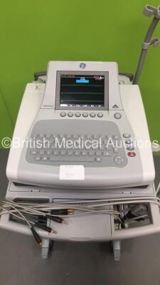 GE MAC 3500 ECG Machine on Stand with 10 Lead ECG Leads (Powers Up) *S/N SKK17190146PA* - 2